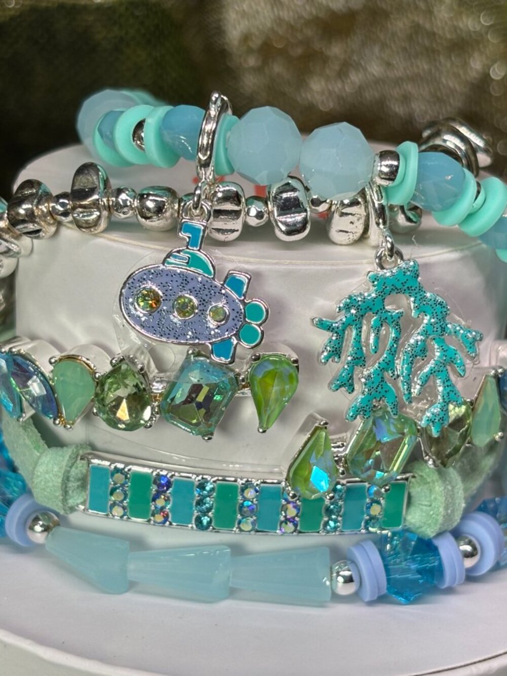 Bomb Party "Just Keep Swimming" Summer Stacks 5 Bracelet Stack Set with Submarin - Picture 2 of 8